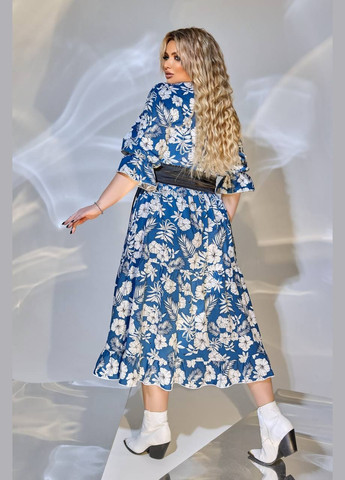 Синее женское свободное платье из софта цвет синий р.50/52 449674 New Trend