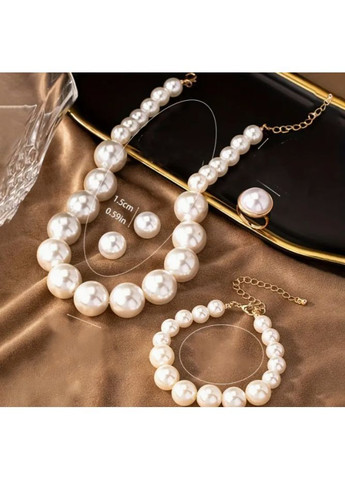 Біжутерія комплект (імітація перлин) Кольє браслет кільце сережки No Brand (361971514)