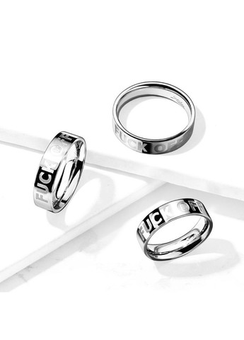 Кільце зі сталі R-M7533S-6-11 незвичайне з написом FUCK OFF (Розмір: 20.7 мм (11 США) Ширина: 6мм) Spikes (333698253)