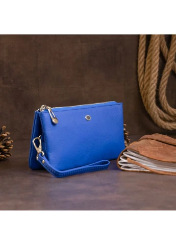 Вместительный клатч из двух частей женский Синий 19,2х10х2 см st leather (391295529)