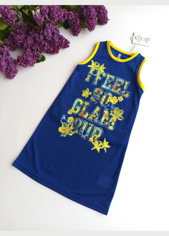 Сине-желтая летняя футболка-туника для девочки tf10184 сине-желтая To Be Too