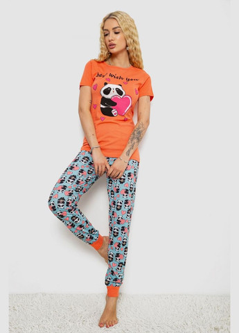 Блакитна всесезон жіноча піжама з принтом Fashion