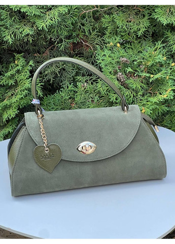 Сумка саквояж женская натуральная кожа и оливковая замша. Karya (362191587)