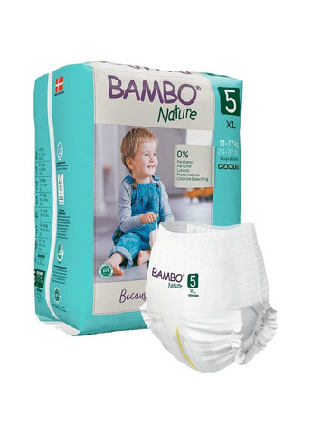 ЭКО подгузники-трусики 5 Pants (11-17 кг)22 шт. Bambo Nature (284721961)