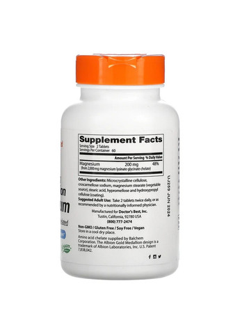 Вітаміни та мінерали Magnesium 100 mg High Absorption, 120 таблеток Doctor's Best (293416652)