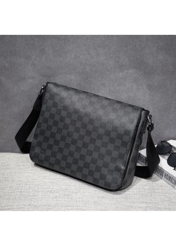 Чоловіча сумка барсетка на плече в клітинку чорна екошкіра ProDobro (363221379)