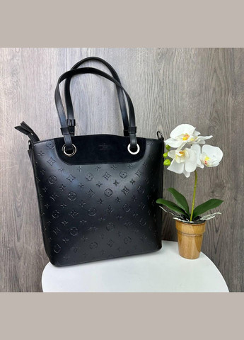 Жіноча сумка із замшевою вставкою на плече комбінована чорна (sku_1583) No Brand (330575967)