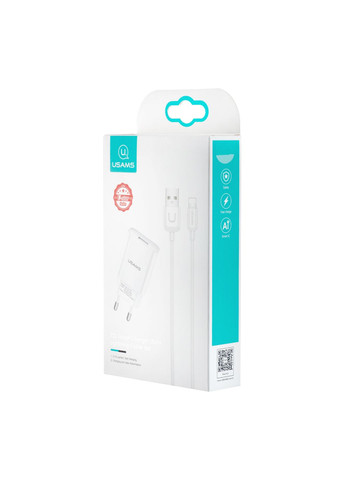 МЗП T21 Charger kit- T18 single USB EU charger + Lightning cable White USAMS (297456815)
