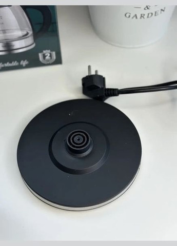 Электрочайник RB-2251 стеклянный дисковый чайник с LED подсветкой 1л 2200Вт Черный Rainberg (342392378)