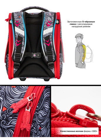 Ортопедический школьный рюкзак (ранец) серый для девочки /SkyName с Пандами 34х26х14 см в 1 класс (2079) Winner (293504183)