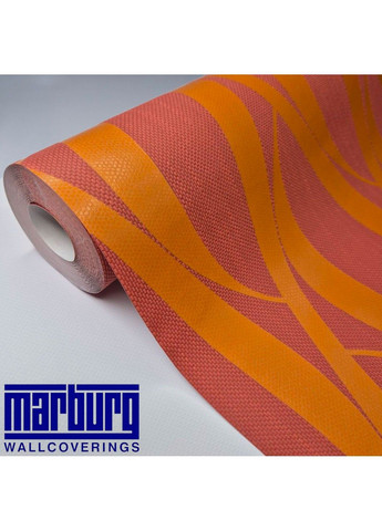 Обои виниловые 10 × 0.53 м 1024-10, оранжевые с абстрактным узором для кухни, коридора, офиса, гостиной MARBURG (340275555)