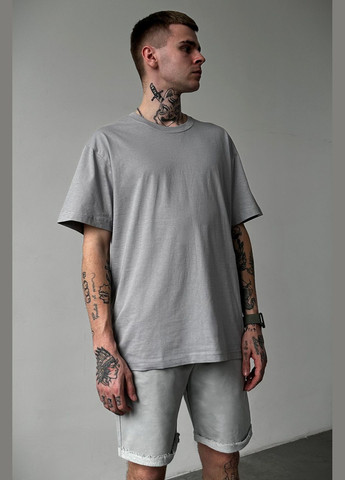 Светло-серая оверсайз футболка great 24 light gray с длинным рукавом Without