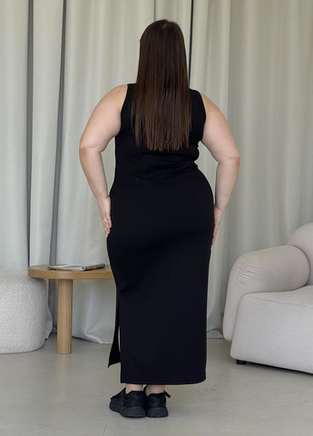 Черное повседневный длинное платье-майка в рубчик светло-бежевое 700000102 платье-майка, футляр Merlini однотонное