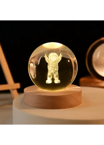 Декоративна лампа нічник 3D кришталева куля RGВ з лазерним гравіюванням живленням від USB 6х6х2 см (478202-Prob) Космонавт Unbranded (303516347)