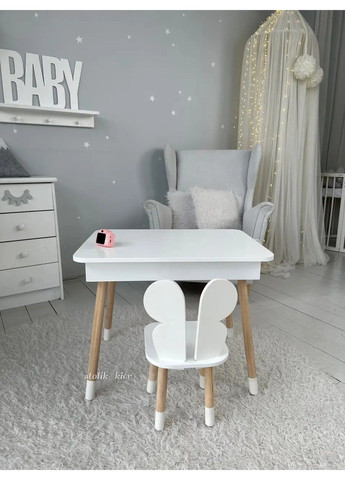 Дитячий столик з ящиком для олівців + стільчик Метелик (Білий) No Brand (331639417)