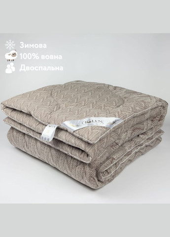 Одеяло из овечьей шерсти зимнее двуспальное 220х240 во фланеле (2202405F) Iglen (282313333)