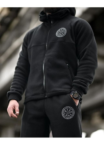 Чоловічий флісовий спортивний костюм Руни чорний осінь/зима No Brand (368848769)