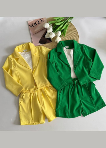 Комбінований демісезонний стильний комплект для дівчинки колір жовтий 10830 No Brand