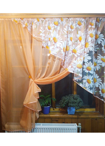 Фіранка готова Фая абрикосовий ромашка права No Brand (372133987)
