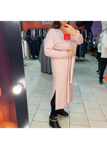 Пудрова кежуал тепле пряме плаття ангора пудра люрекс польща No Brand