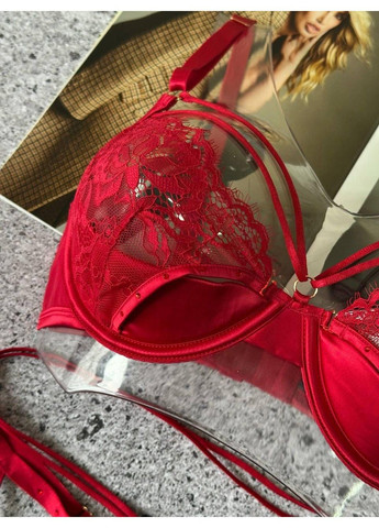Красный ажурный красный комплект женского нижнего белья Weiyesi