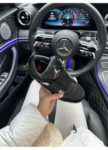 КРОССОВКИ ЖЕНСКИЕ NIKE AIR JORDAN 4 RETRO SE BLACK CANVAS НАЙК АИР ДЖОРДАН No Brand чёрные демисезоны (367168191)