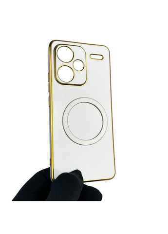 Чехол для Redmi Note 13 Pro Plus с кольцом MagSafe с золотой окантовкой редми нот 13 про плюс белый gs1 Xiaomi (366232544)