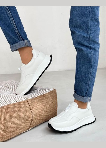 Кроссовки женские белые кожаные спортивные повседневные с молнией Viki кросівки белые лето (322319098)