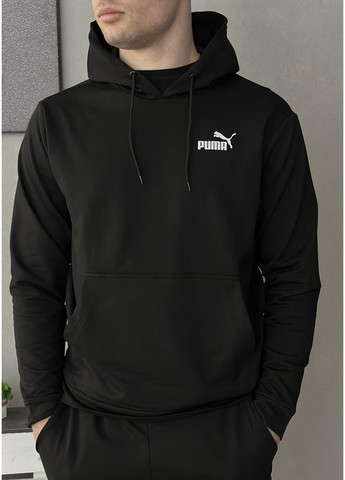 Чоловічий демісезонний спортивний костюм чорний худі + штани (двонитка) No Brand (370022043)