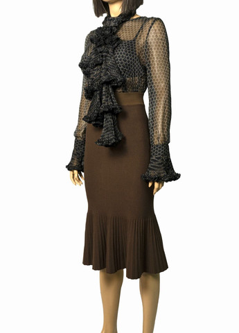 Черная демисезонная женская шифоновая блуза с шарфом lw-116679-2 черный Forza Viva