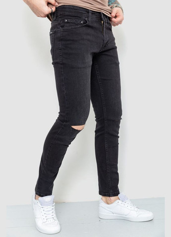 Черные демисезонные джинсы мужские однотонные, цвет черный, Ager