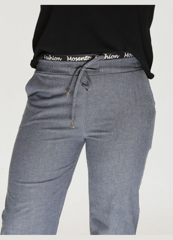 Джинсы женские серо-синие тонкие прямые с резинкой на поясе Палаццо Adorati - (322999516)