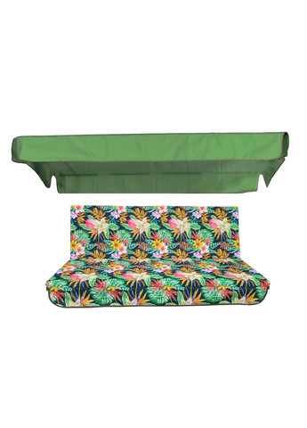 Комплект подушек для качелей водоотталкивающий FLORAL 170x110x6 зеленый тент 120x200 eGarden (279784162)