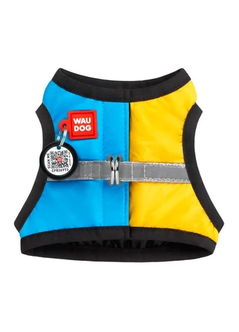 Шлей для собак мягкая Clothes с QR паспортом, "Colors of freedom",, В 32-35 см, С 22-24 см WAUDOG (363197045)