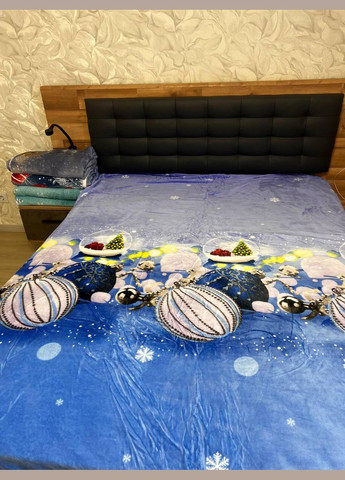 Теплый новогодний плед на диван Евро 200х220 Blue П4Кal-ng-pled-001/4 No Brand (316230930)