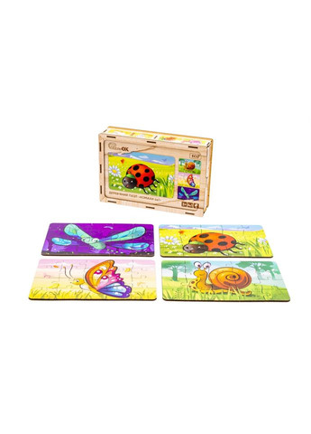 Деревянный детский пазл 4в1 "Насекомые" Puz-59557, 80 элементов PuzzleOK (316272731)
