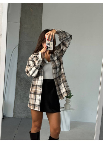 Бежевая повседневный рубашка в клетку Vione с длинным рукавом