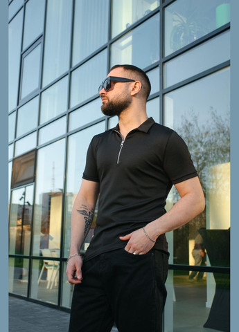 Черная футболка-поло на молнии🔥 для мужчин Luna