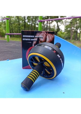 Ролик для преса KKL одноколесний чорно-жовтий з килимком PO-KKL-Yellow SNS (361033893)