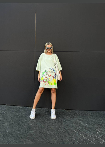 Фісташкова спортивна, повсякденний, кежуал жіноча сукня-футболка сукня-футболка No Brand з малюнком