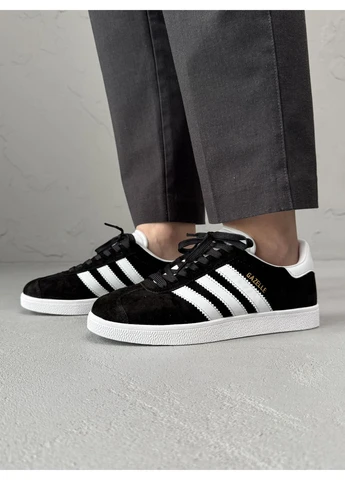 Білі кросівки чоловічі adidas gazelle black/white адідас газель білі демісезон No Brand