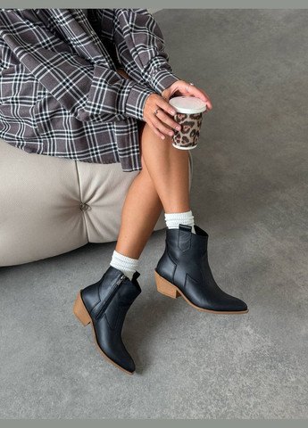 Жіночі трендові чоботи козаки натуральна шкіра чорний колір No Brand (302519718)