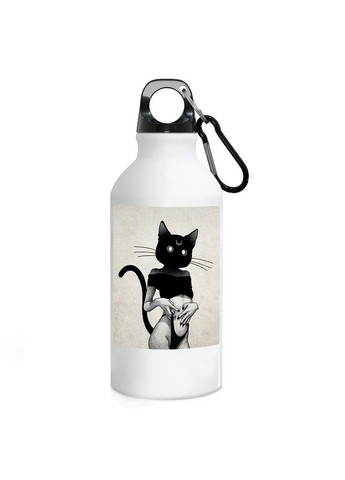 Фляга (бутылка) для воды с карабином 500 мл Металлическая (Туристическая, Для кемпинга, Для спорта) #189 500 мл Белый No Brand (323639285)