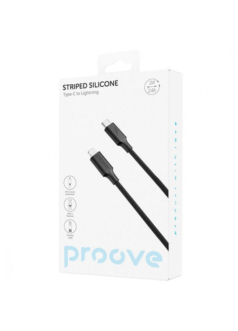 Кабель Striped Silicone Type-C to Lightning (1m) black Proove (333800052)