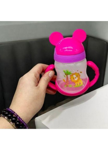 Поїльник з трубочкою "Міккі Маус", 250 мл, рожевий Mega Zayka (372130392)