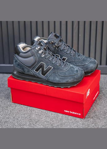 Кроссовки зимние женские и мужские New Balance 574 winter dark gray fur | Нью Беланс 574 темно-серые с мехом No Brand тёмно-серые зима (308360679)