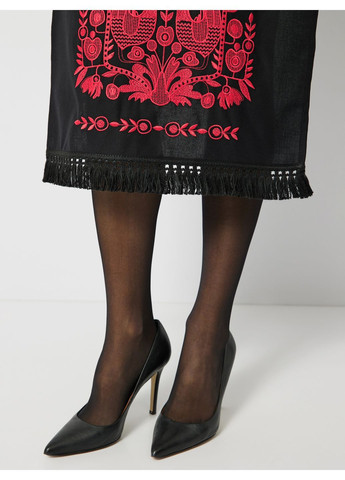 Чорна фартушок жіночий з вишивкою vishivano4ka 0110-2.1 візерунок квітковий домоткане полотно (369003735)