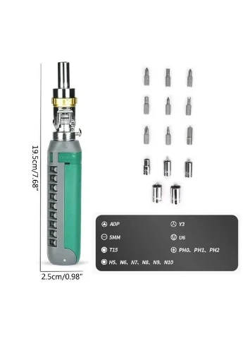 Викрутка RIAS 2024A з 14 бітами Green (3_05902) No Brand (395879860)