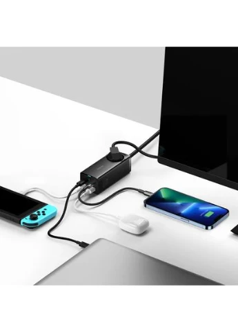 Сетевое зарядное устройство GaN3 Pro Desktop Powerstrip AC+2U+2C 100W EU Black (With Mini White Cable Type-C to Type-C Baseus (372084680)