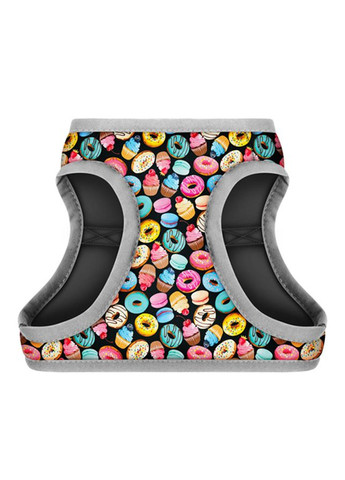 Шлей для собак мягкая Clothes с QR паспортом, рисунок "Пончики",,В 36-39 см, С 26-28 см WAUDOG (363978779)